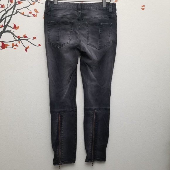 Free People Black High Rise Ankle Skinny Distress sz 28 - Picture 6 of 11